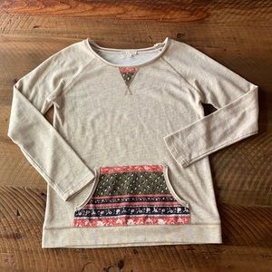 HEM & THREAD Pullover Raglan Sweatshirt with Bandana Kangaroo Pocket